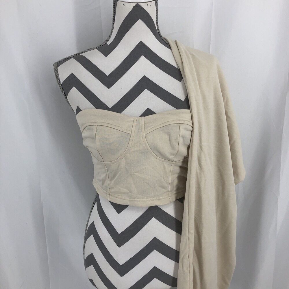 SHEIN Women's 2Pc Bralette and Sweatpants Set Cream Size Medium